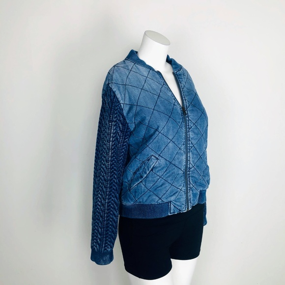 Cloth & Stone Quilted Denim Jean Chambray Bomber - Picture 5 of 8